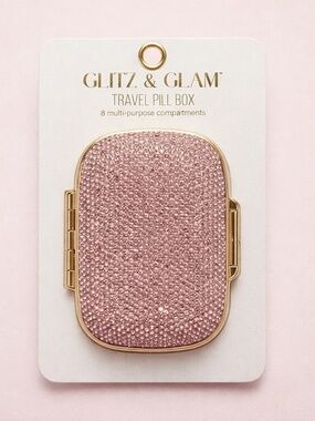 NWT Glitz & Glam Pink Rhinestone Travel Pill Box